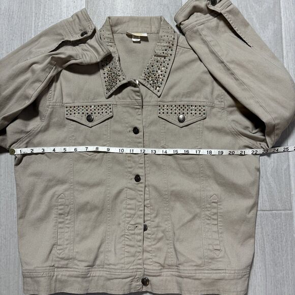 VTG  Womens L Studded Denim Button Up Jacket  Retro Y2K 90’s Fairy - Picture 8 of 11